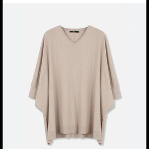 Jarbo Beige V-Neck Poncho Sweater